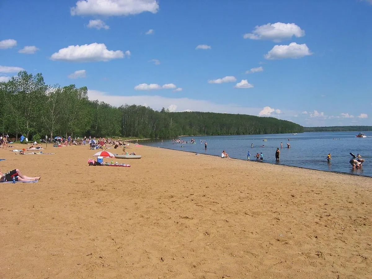 The beach at Gregoire Lake Provincial Park.