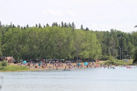 The beach at Wabamun Lake Provincial Park.