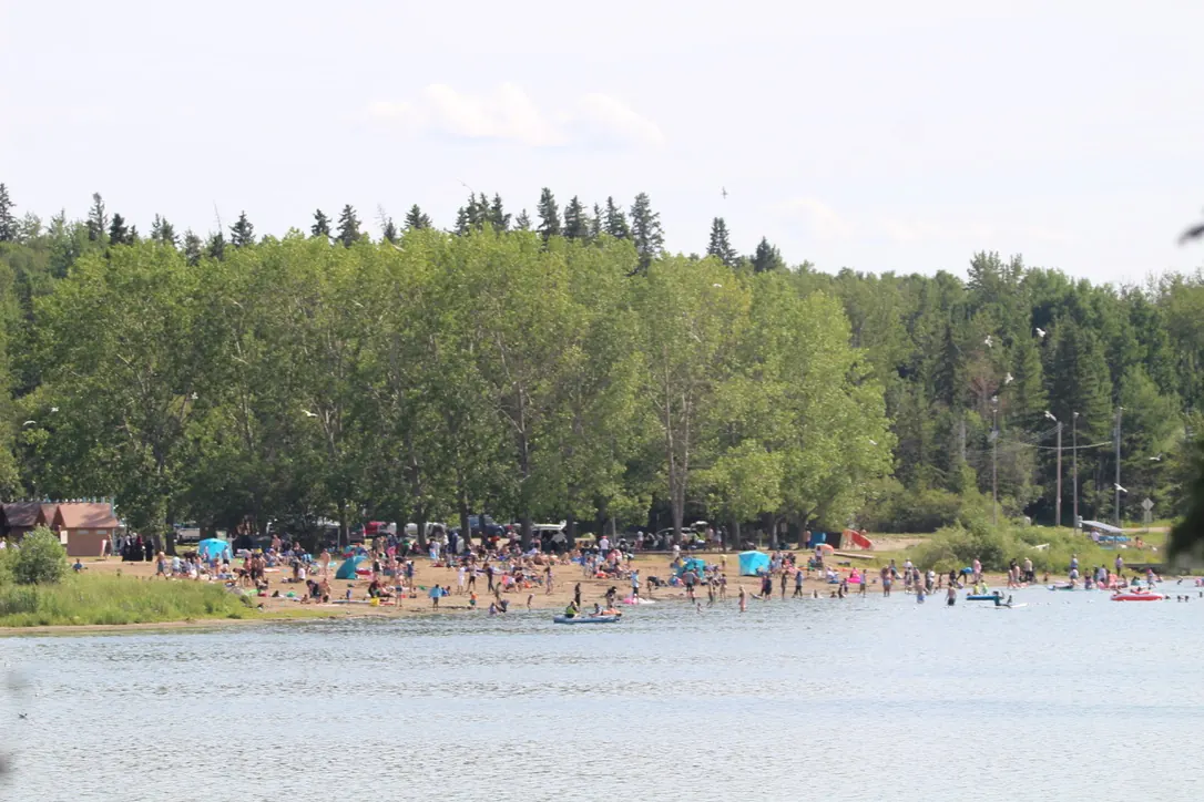 The beach at Wabamun Lake Provincial Park.